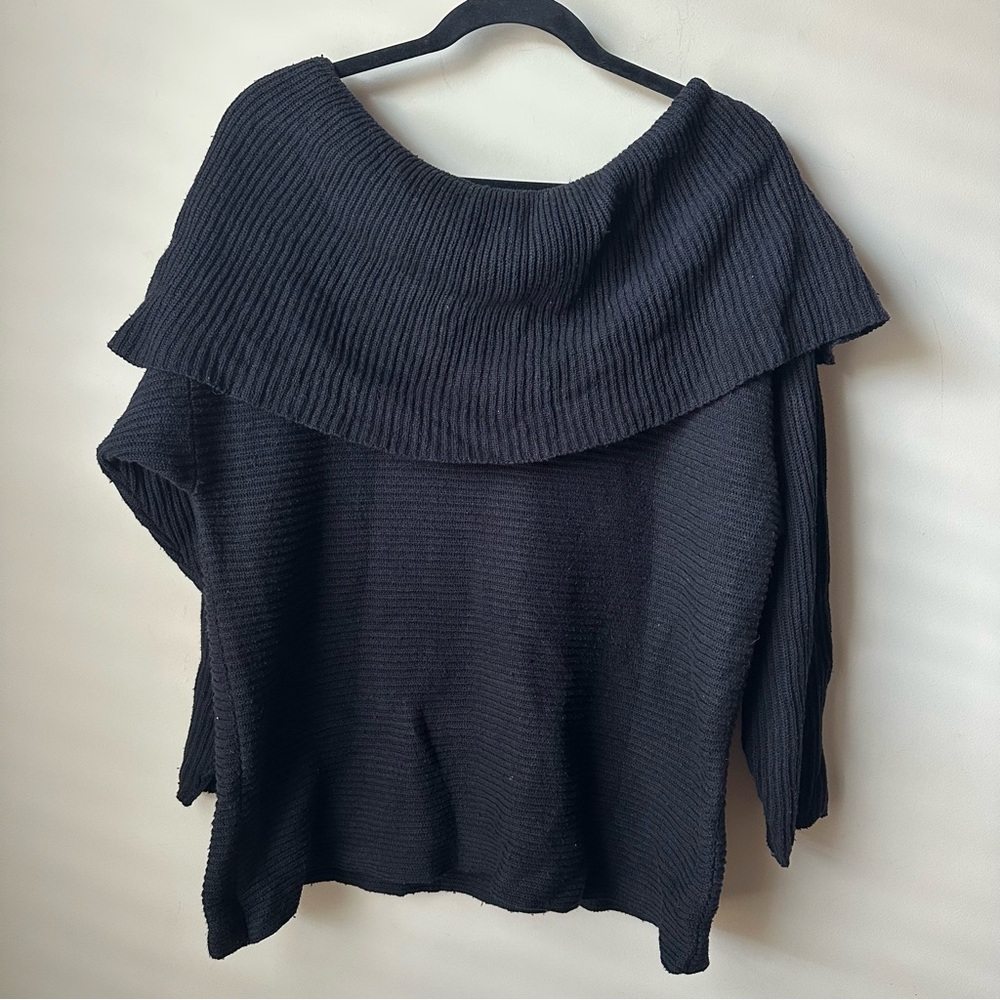 AUGUST SILK KNITS Cowl Neck Off Shoulder Silk Blend Sweater Women M Girlboss